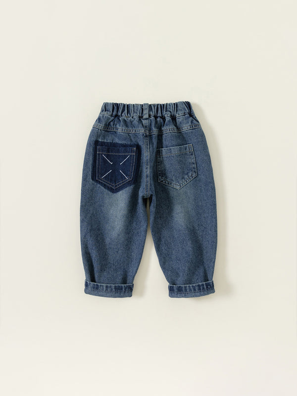 Unique Pocket Design Straight-Leg Denim Jeans