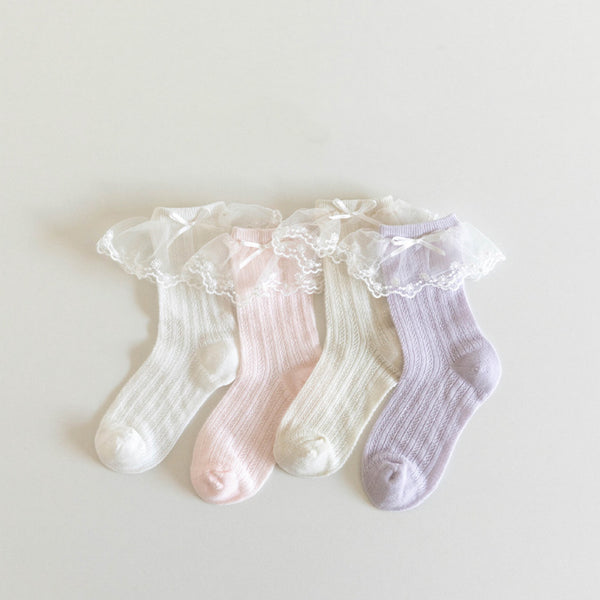 Princess Lace Trim Crew Socks