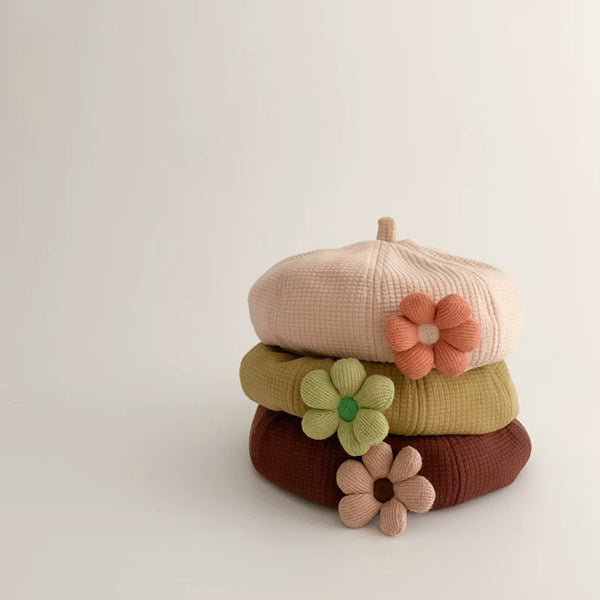 Sweet Blossom Waffle-Knit Beret