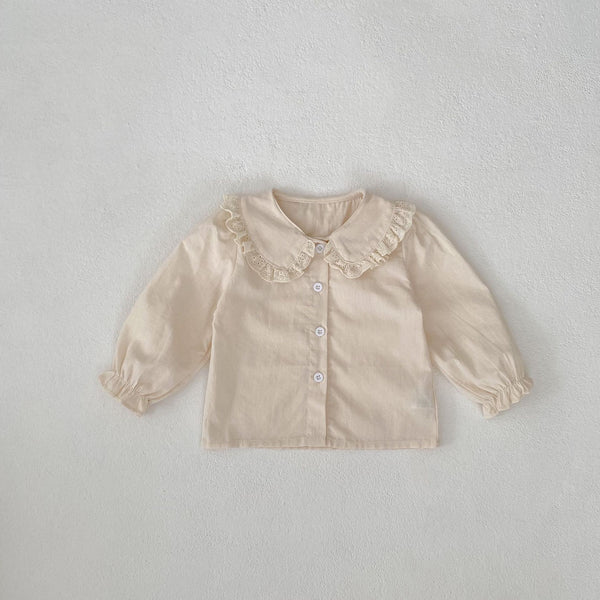 Light Beige Lace-Trimmed Blouse