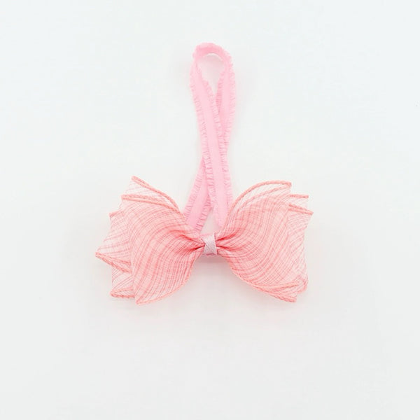 Sweet Pink Stripe Chiffon Bow Hairband