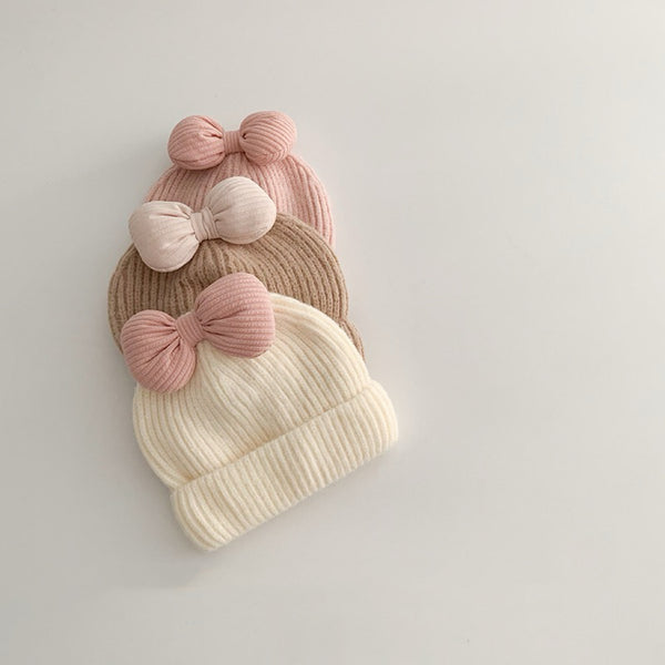 Cherub’s Charm Knit Beanie with Bow