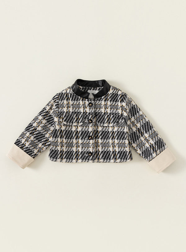 British Vintage Plaid Cropped Jacket