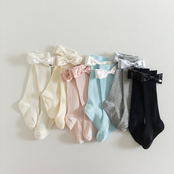 Sweet Satin Bow Ribbed Ankle Socks 2pc Set