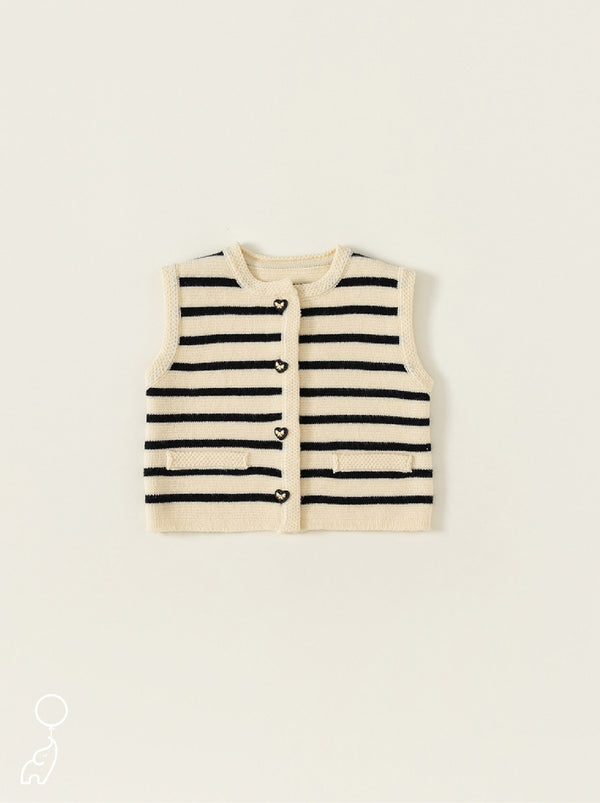 Versatile Black and White Striped Knit Vest