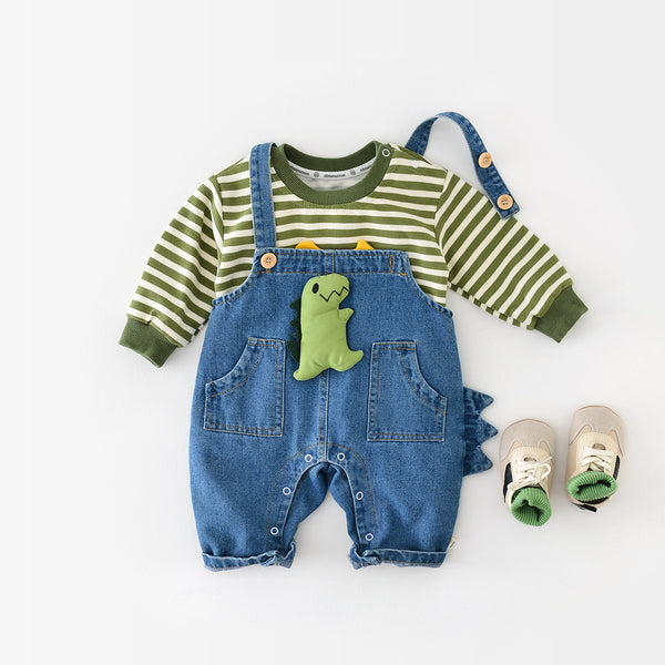 Dino Delight Denim Overall