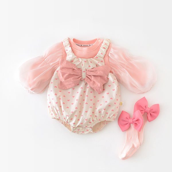 Sweetheart Pink Bow Romper