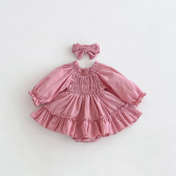 Sweet Dreamy Princess Romper Dress with Bow Headband