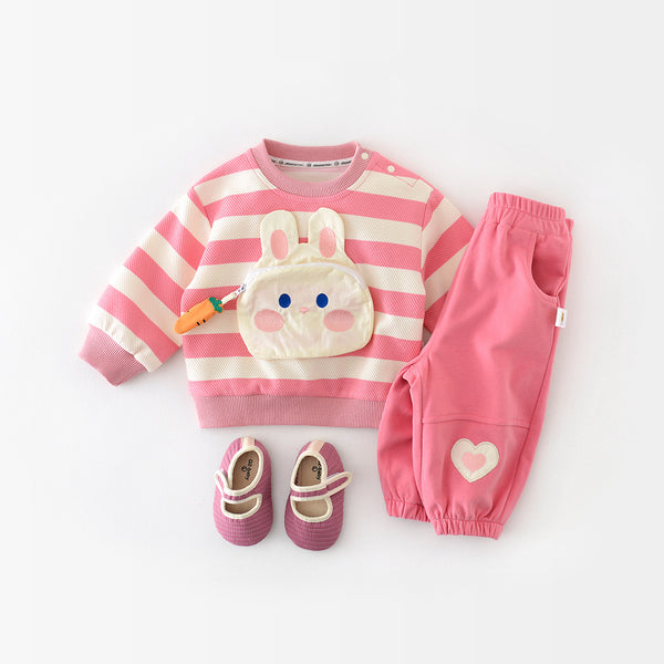 Pink Bunny Stripe Loungewear Set