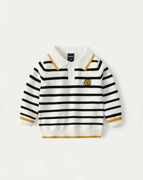 FunPlay Sweater Collection-  Sunny Stripes Fun Polo Sweater