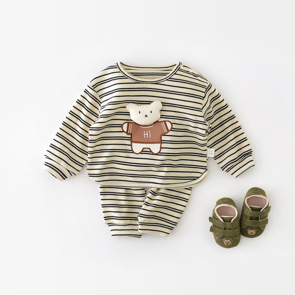 Hi Teddy Striped Casual Set