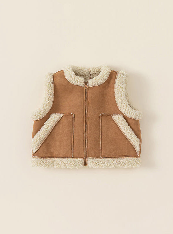 Suede-Like Sherpa Warm Vest