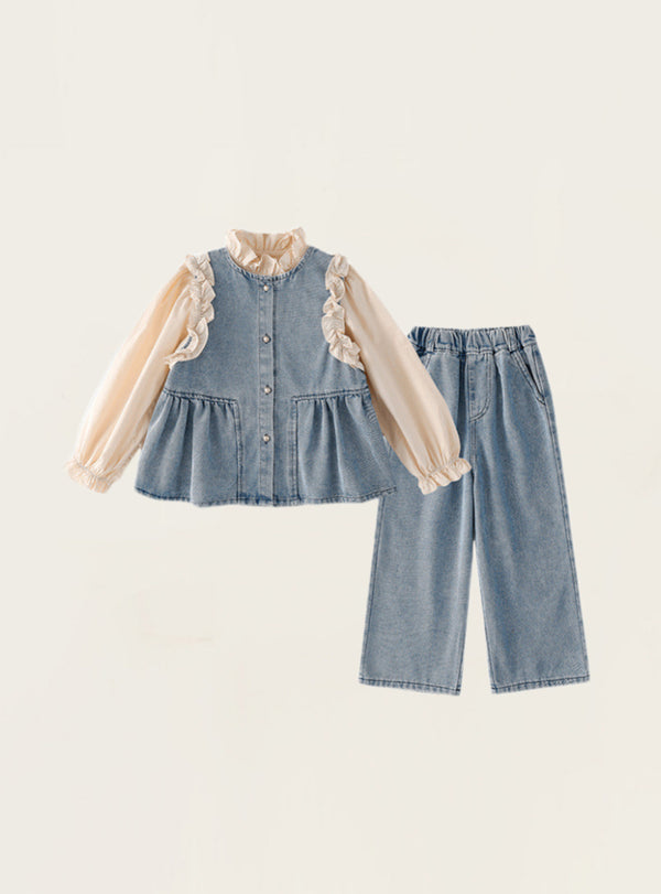 Ruffle Denim Girl's Set