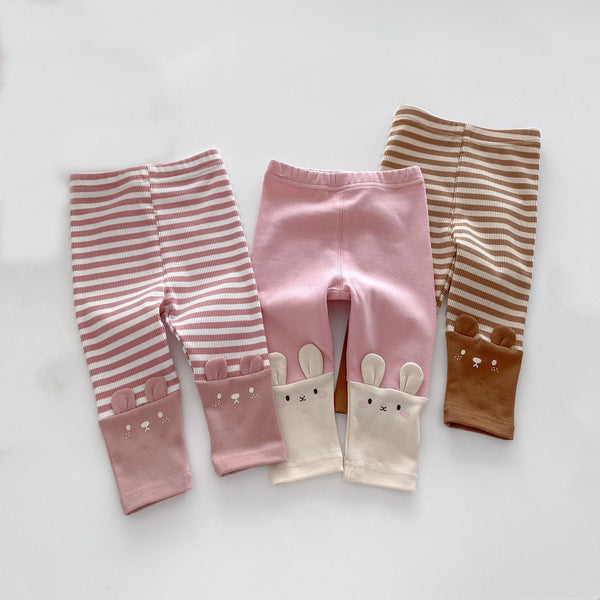 Playful Bunny Stripe Patchwork Leggings