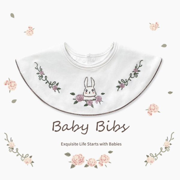 Embroidered Elegance Baby Bib - Floral Hopper