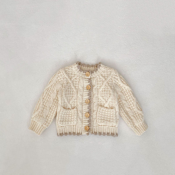 Multi-Texture Creamy White Knit Cardigan