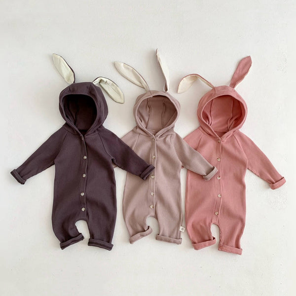 Playful Bunny Ear Ribbed Jumpsuit