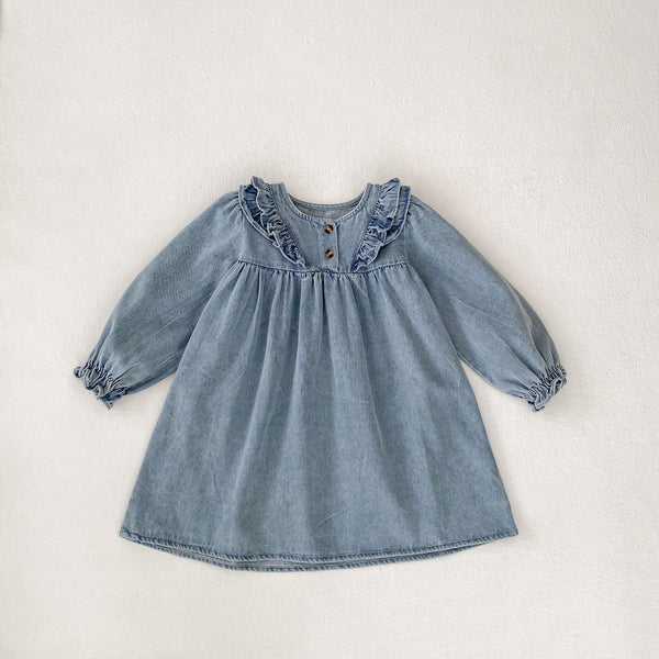 Elegant Denim Ruffle Dress