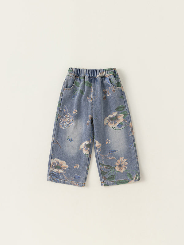 Vintage Floral Denim Pants