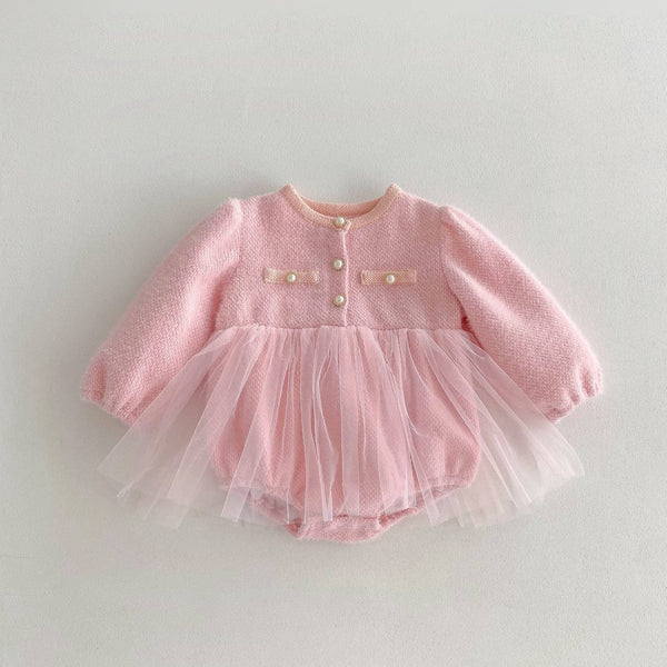 French Dreamy Pearl Pink Romper