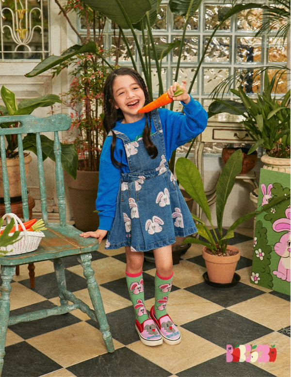 Hopscotch Bunny Denim Suspender Skirt