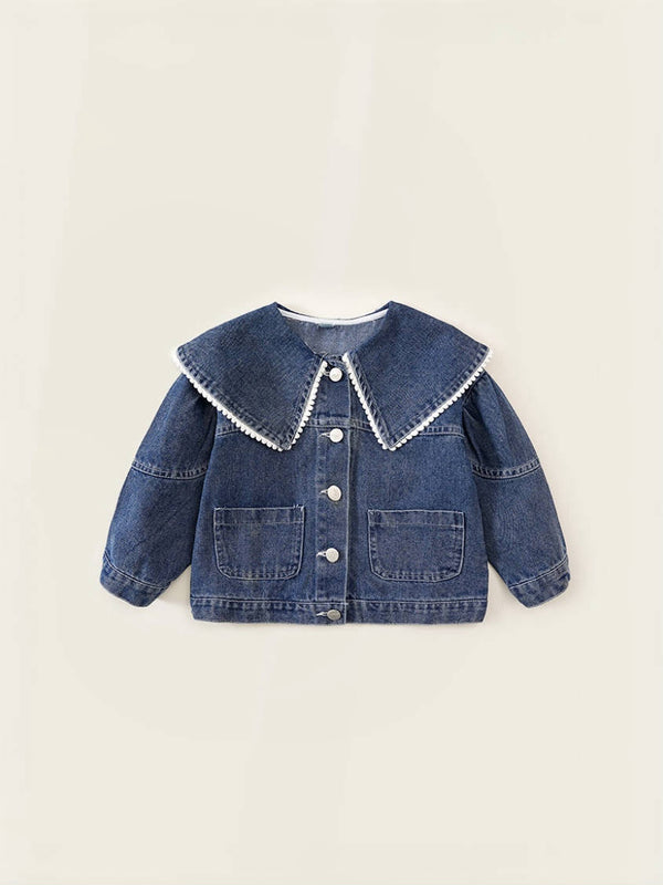 Sweet Lace Trim Denim Jacket