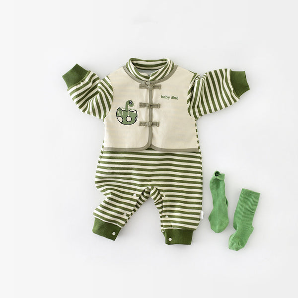 Jurassic Stripe Baby Dino Jumpsuit