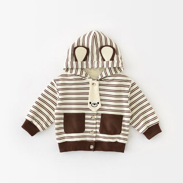 Playful Bear Striped Hooded Jacket