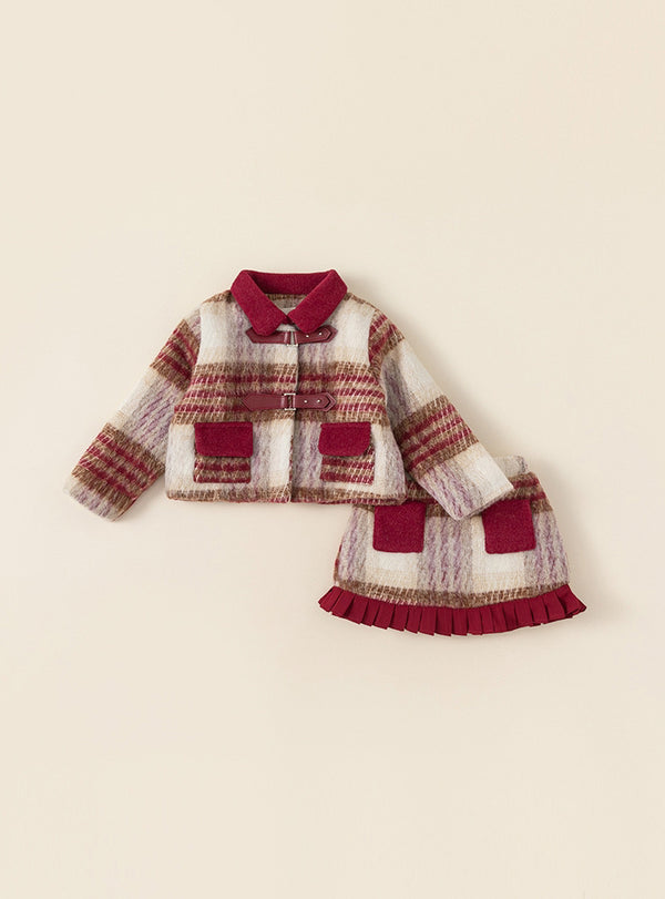 Retro Chic Red Plaid Fleece-Lined Ensemble