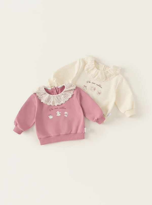 Sweet Bunny Lace Collar Sweatshirt