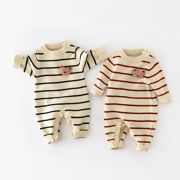 Teddy Bear Hugs Striped Jumpsuit