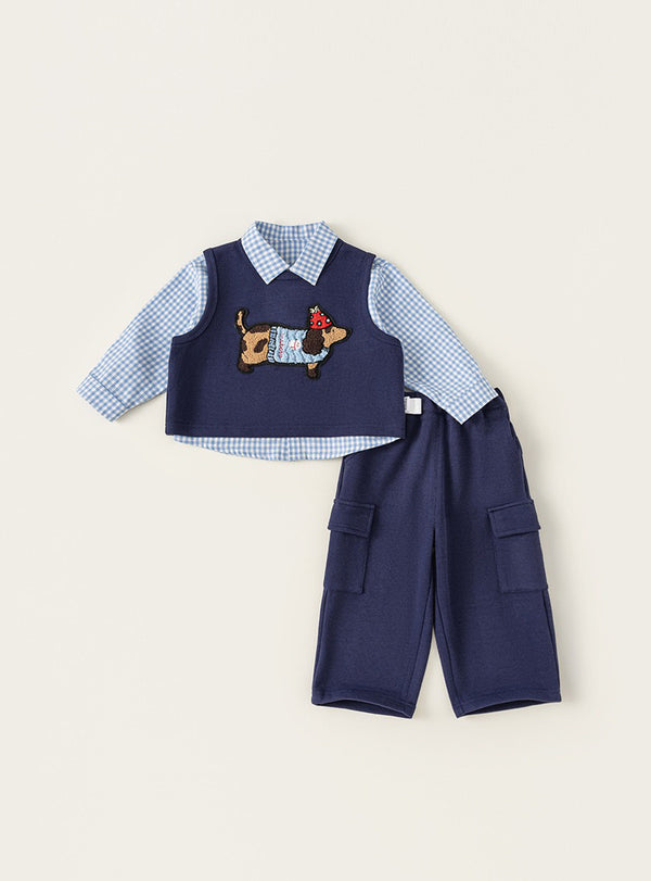 Navy Fleece Dachshund Set