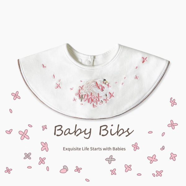 Embroidered Elegance Baby Bib - Swan Serenade