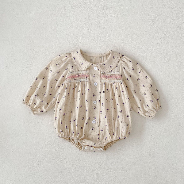 Dainty Blossom Smocked Romper