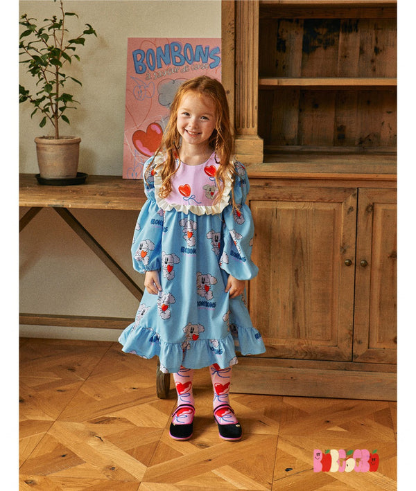 Pink Heart Candy Dress with Vivid Poppy Printed