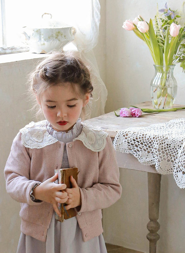 Blossom Petal Lace Collar Cardigan