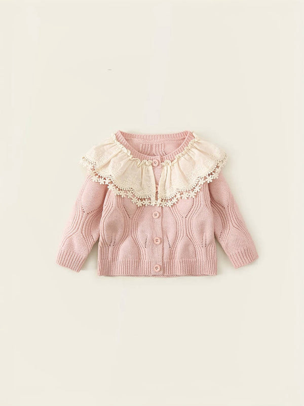 Sweetheart Lace Collar Knit Cardigan