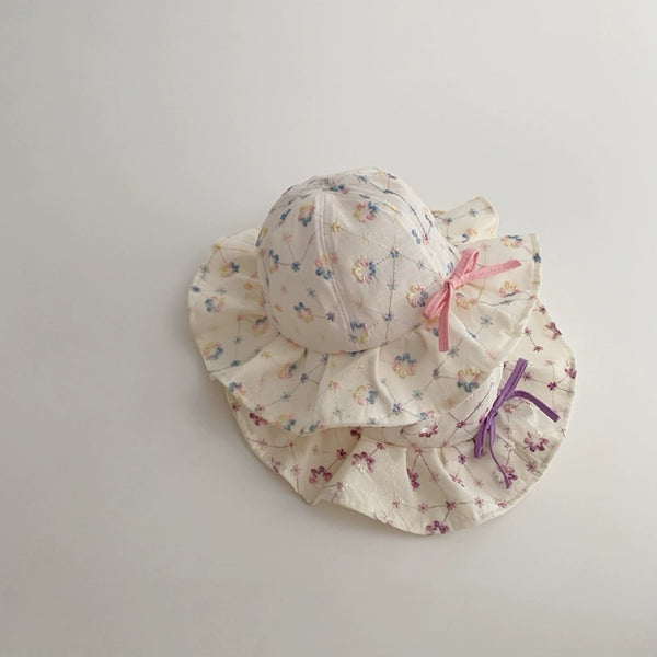 Blossom Bow Embroidered Sun Bonnet