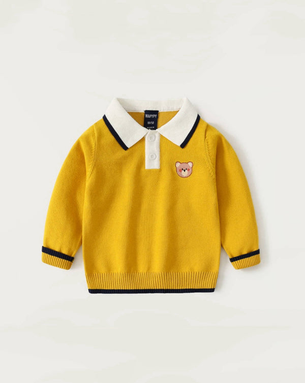 FunPlay Sweater Collection-  Honey Bear Forest Polo Sweater