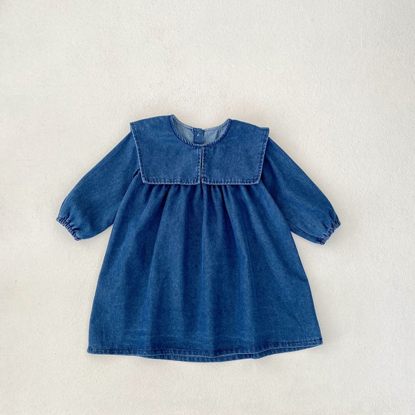 Square Sailor Collar Denim Dress