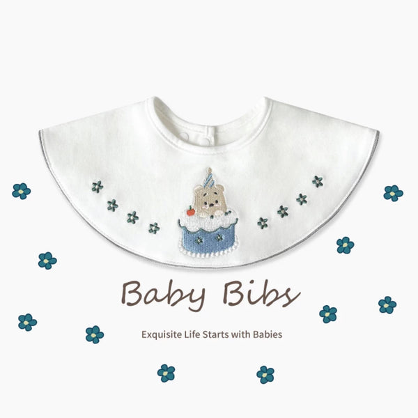 Embroidered Elegance Baby Bib - Bear-y Sweet Teatime