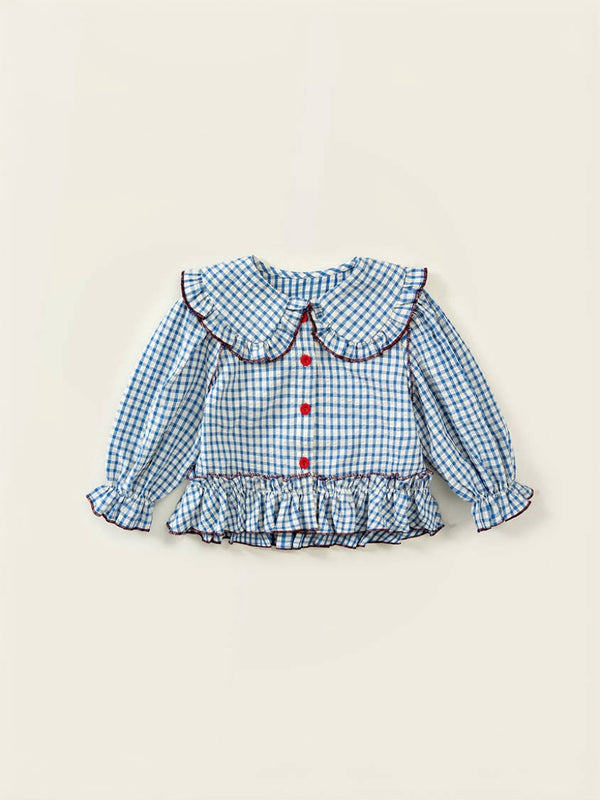 Sweetheart Blue Plaid Blouse