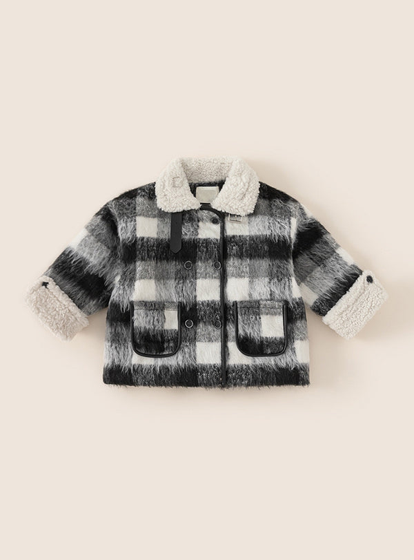 Misty Plaid Patchwork Warm Coat