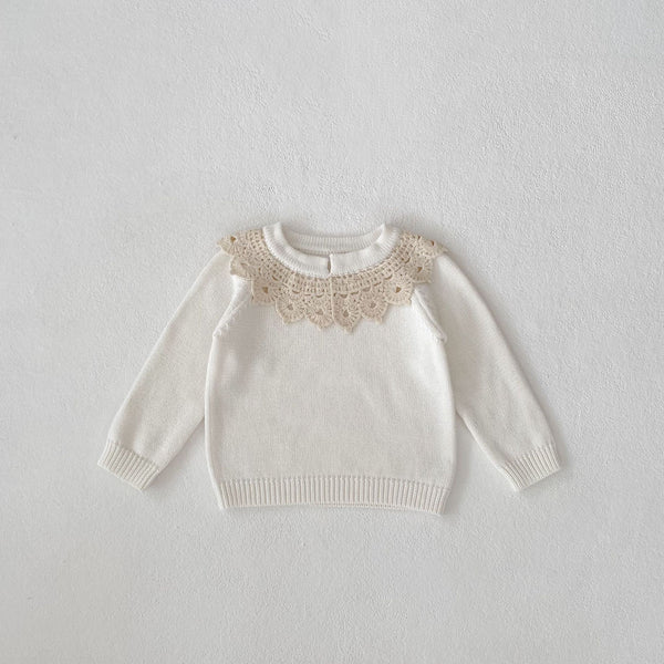 Elegant Lace Collar Knit Sweater