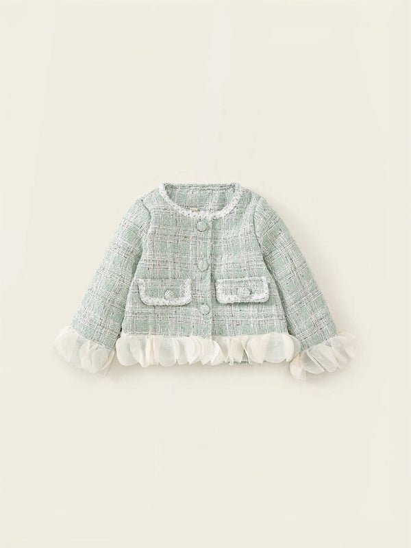 Fresh Mint Green Petal Tweed Jacket