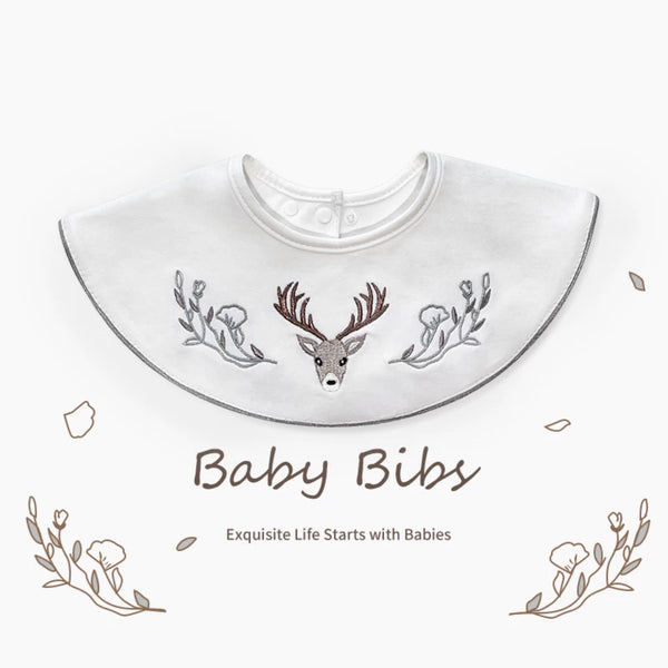 Embroidered Elegance Baby Bib - Woodland Whispers