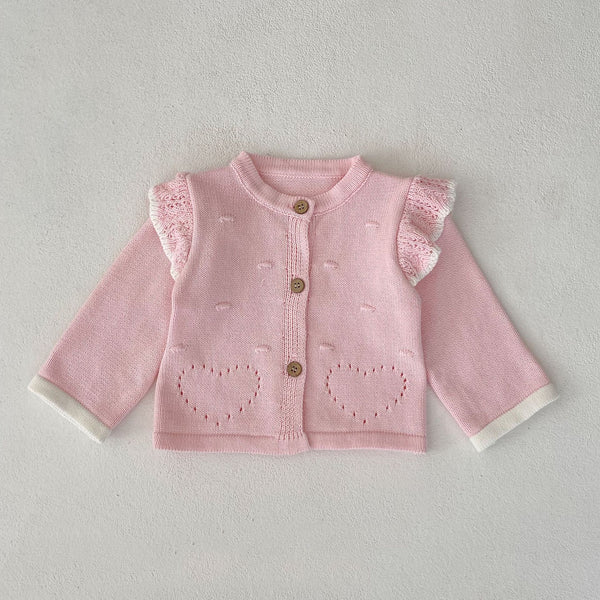 Sweet Heart Laser Cut Knit Cardigan