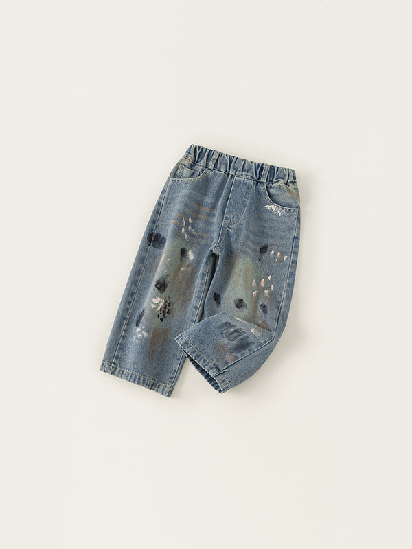 Free-Spirited Paint Splatter Denim Pants