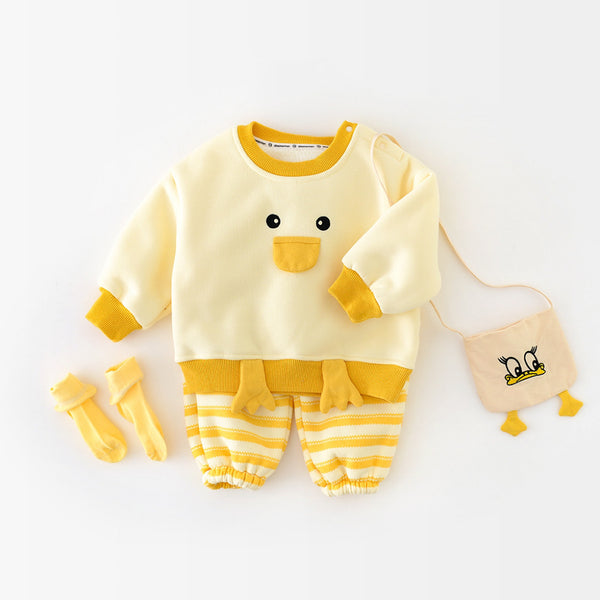 Sunny Duck Striped Fleece-Lined Casual Set