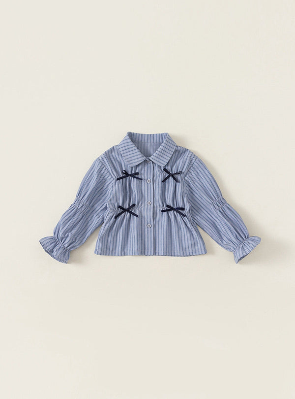 Elegant Bowknot Blue Blouse